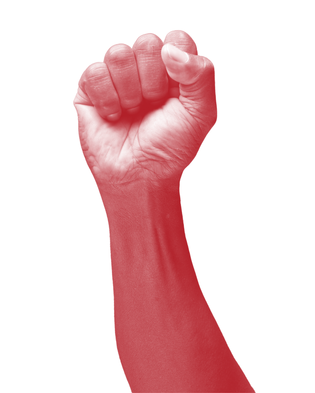 A red-tinted raised fist.